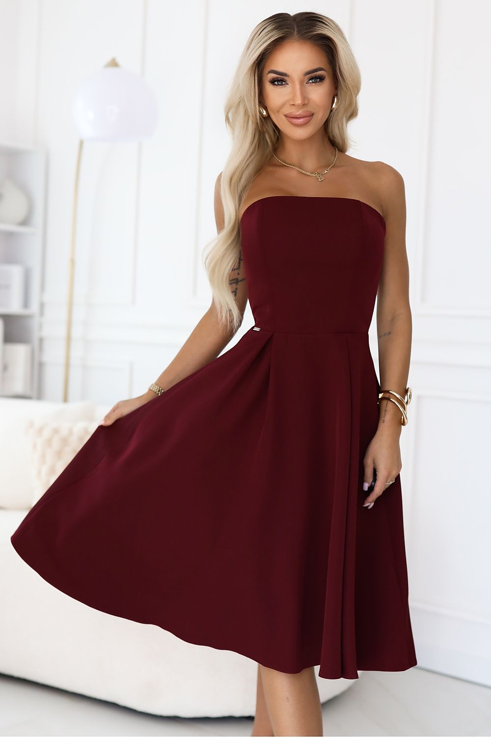 red flared mini evening dress alternate angle