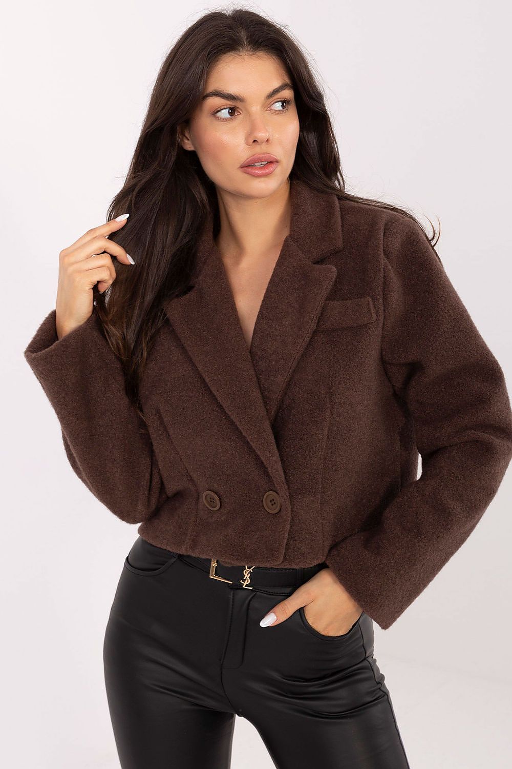 beige long sleeve mini coat view 16