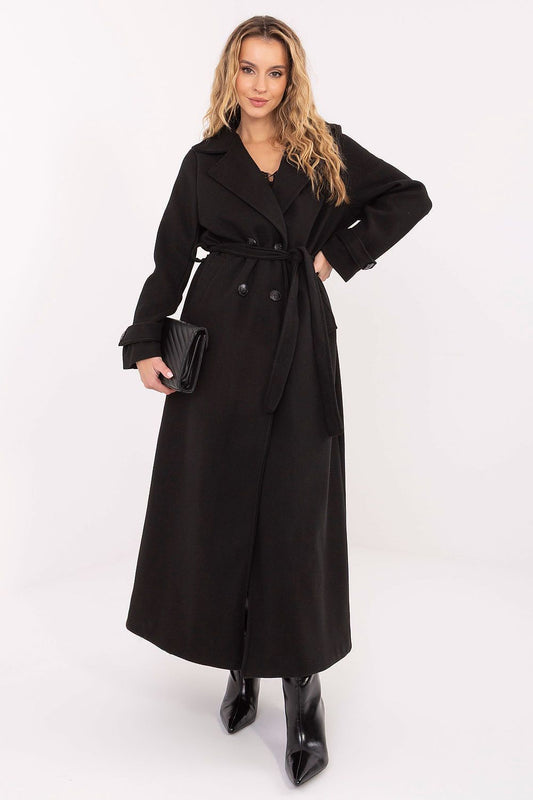 black belted coat front view