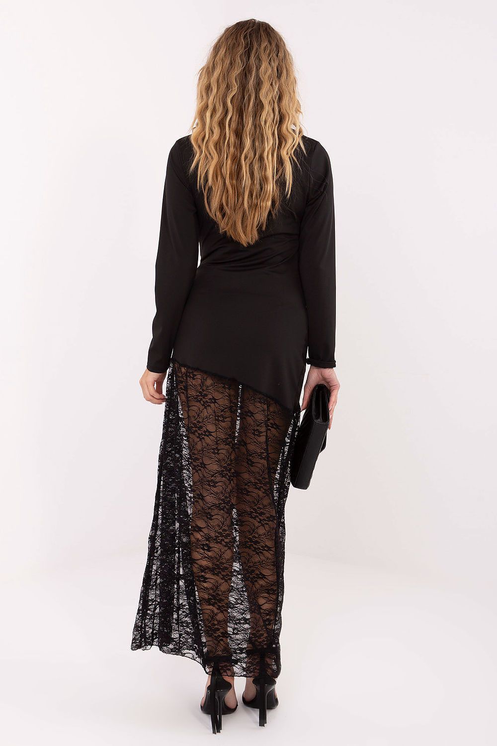 brown lace pencil long dress view 6