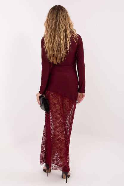 brown lace pencil long dress view 9