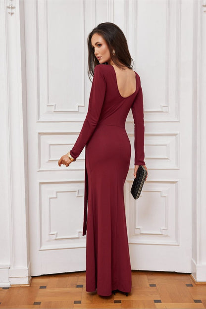 brown long sleeve mini long dress view 14
