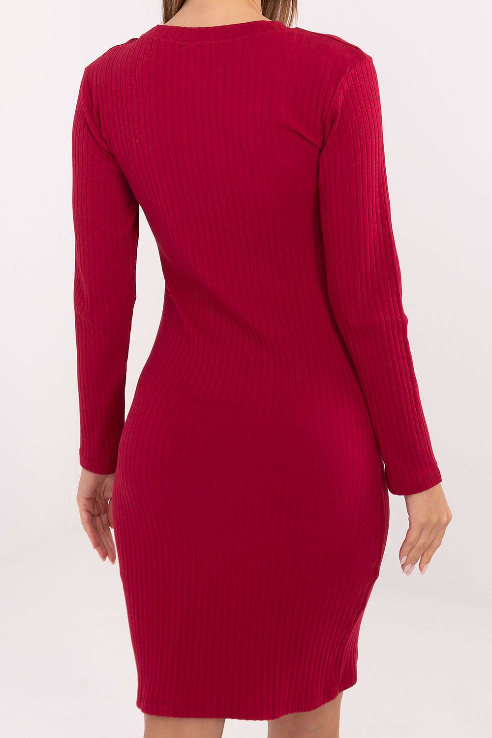 brown ribbed pencil elegant brown ribbed pencil dress - comfortable & versatile everyday wear view 9