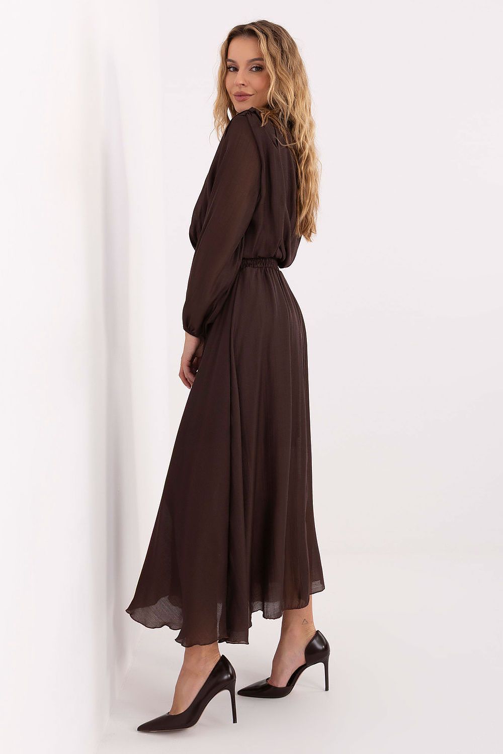 brown flared mini day dress alternate angle