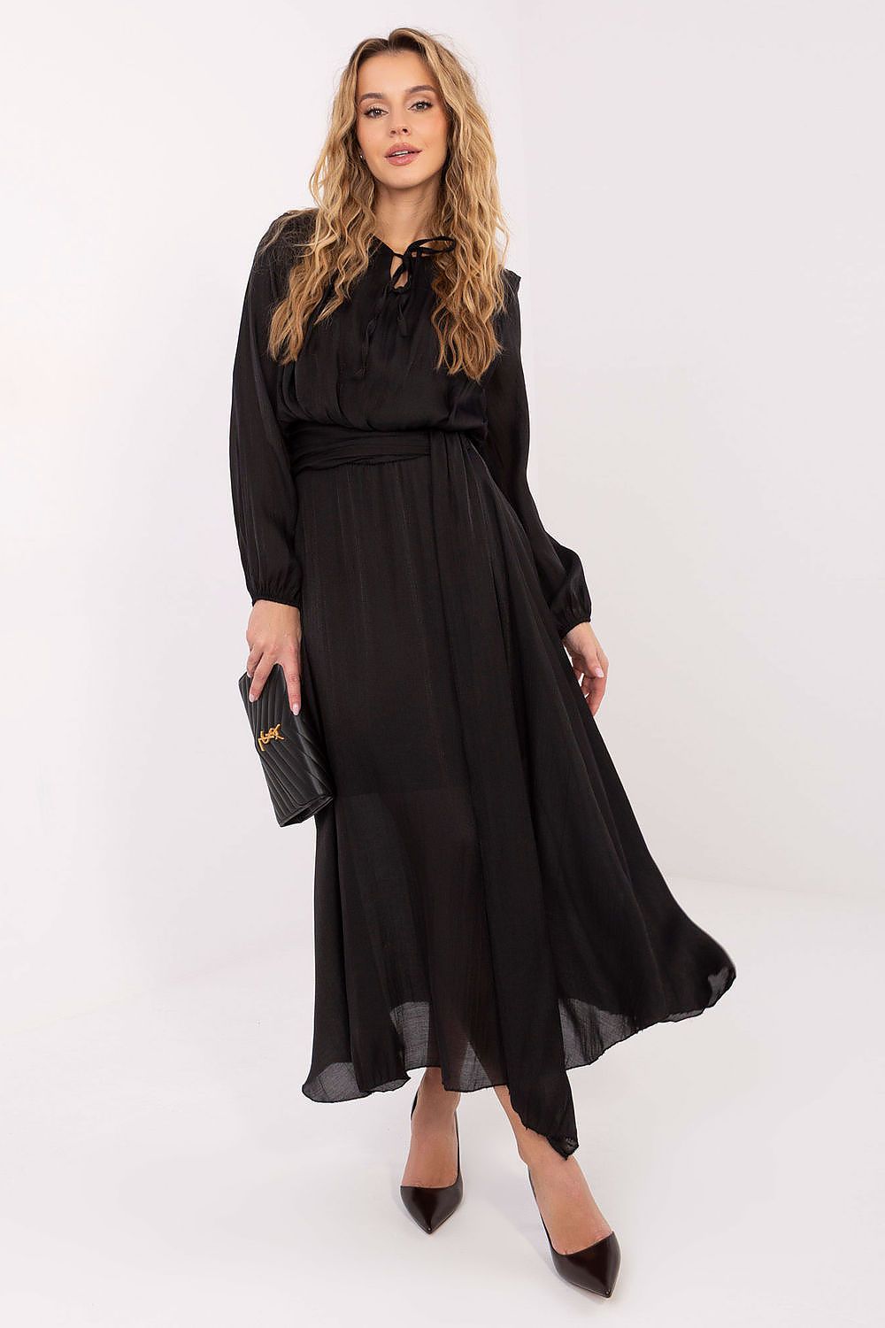 brown flared mini day dress side view