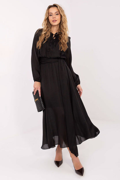 brown flared mini day dress side view