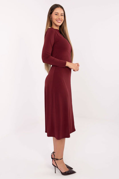 red midi day dress alternate angle