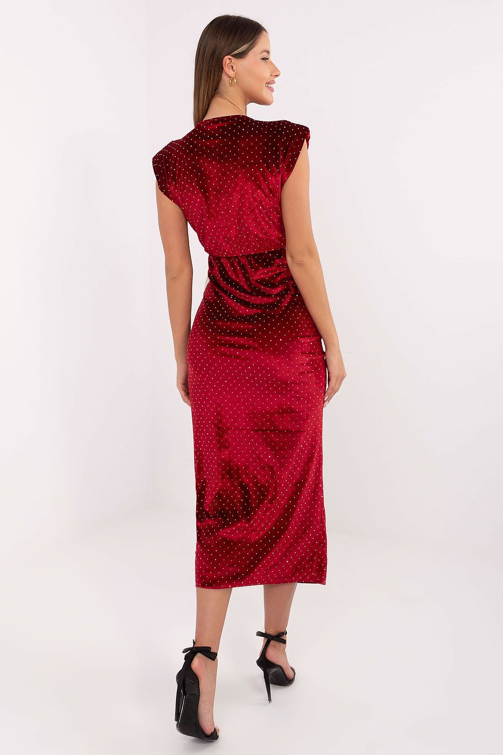 brown pencil midi evening dress view 9