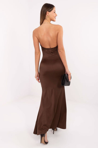 brown sleeveless mini long dress view 12