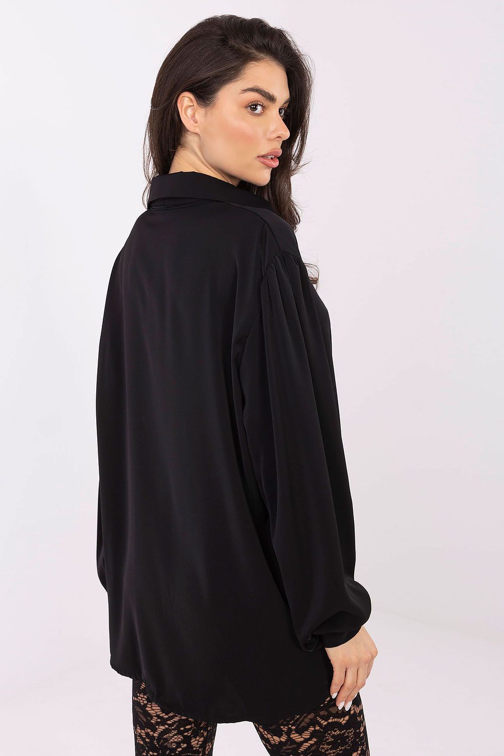 brown long sleeve v-neck blouse view 7