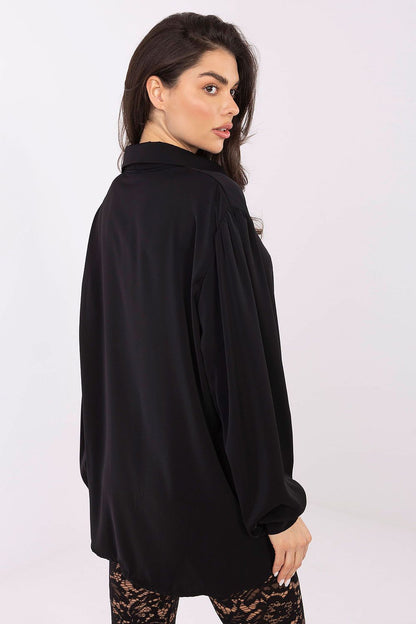 brown long sleeve v-neck blouse view 7