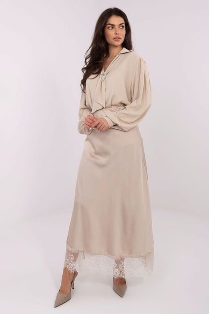 brown long sleeve v-neck blouse view 9