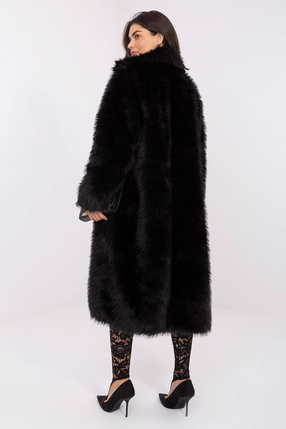 black long sleeve coat detail view