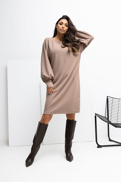 beige mini day dress front view