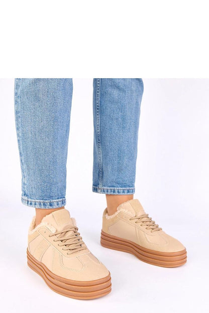 beige lace sport shoes front view