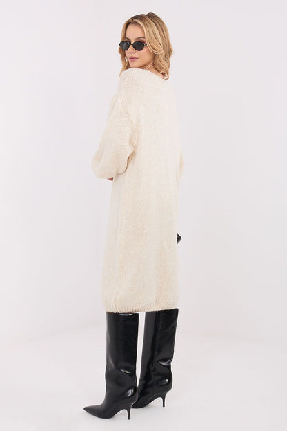 beige long sleeve v-neck day dress alternate angle
