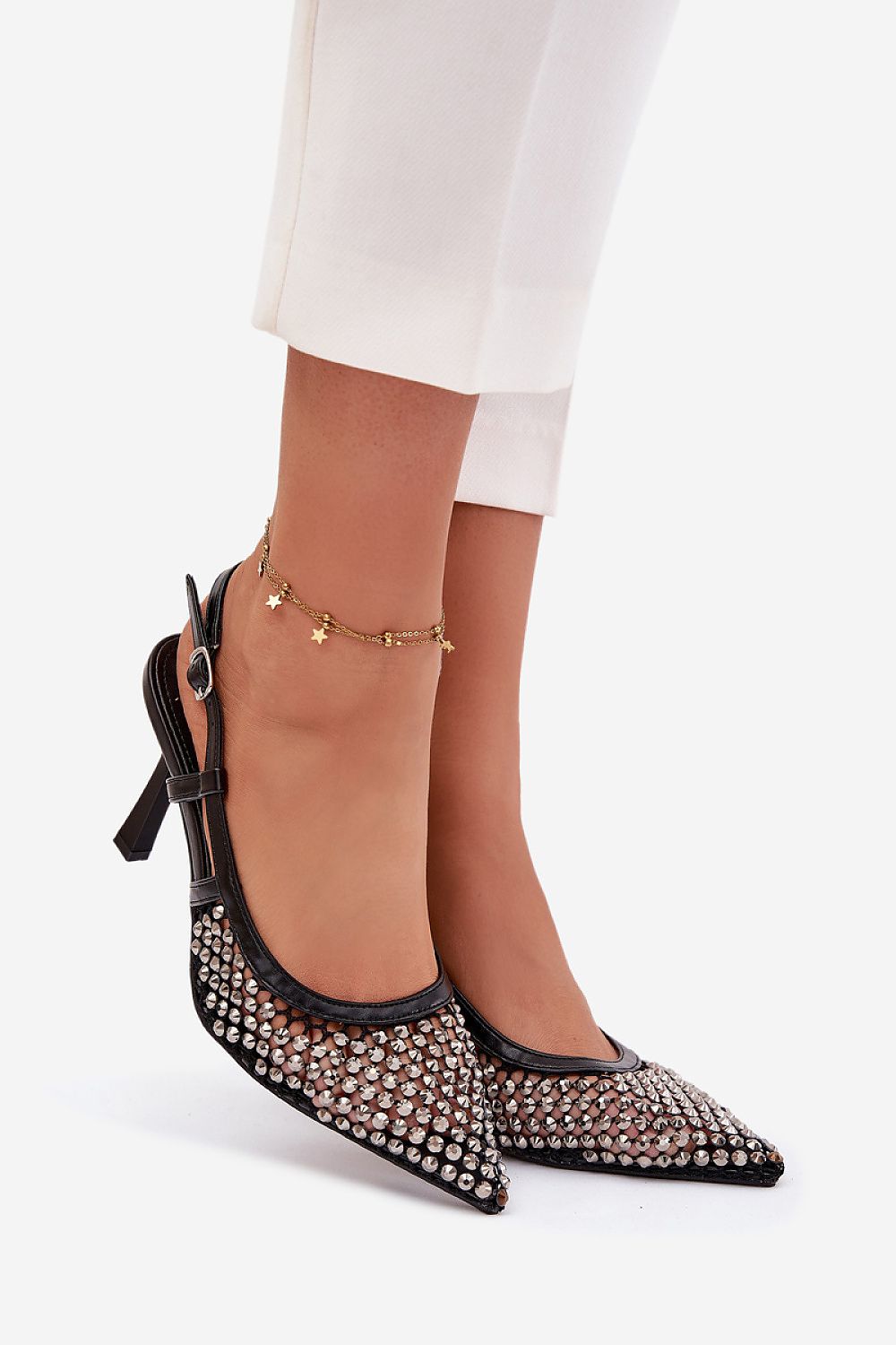 black high heels front view