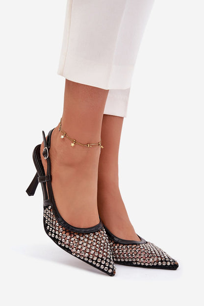 black high heels front view