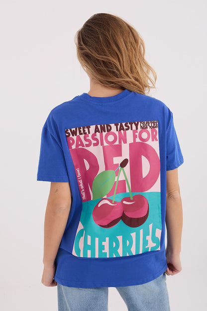 Women's White, Blue, and Yellow T-shirt view 6