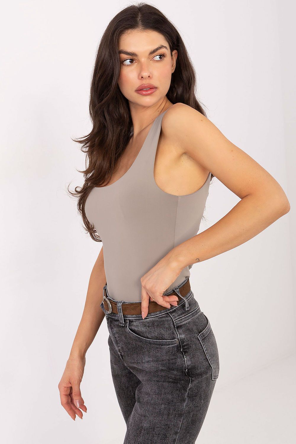 Women's Grey, Beige, and White Top view 6