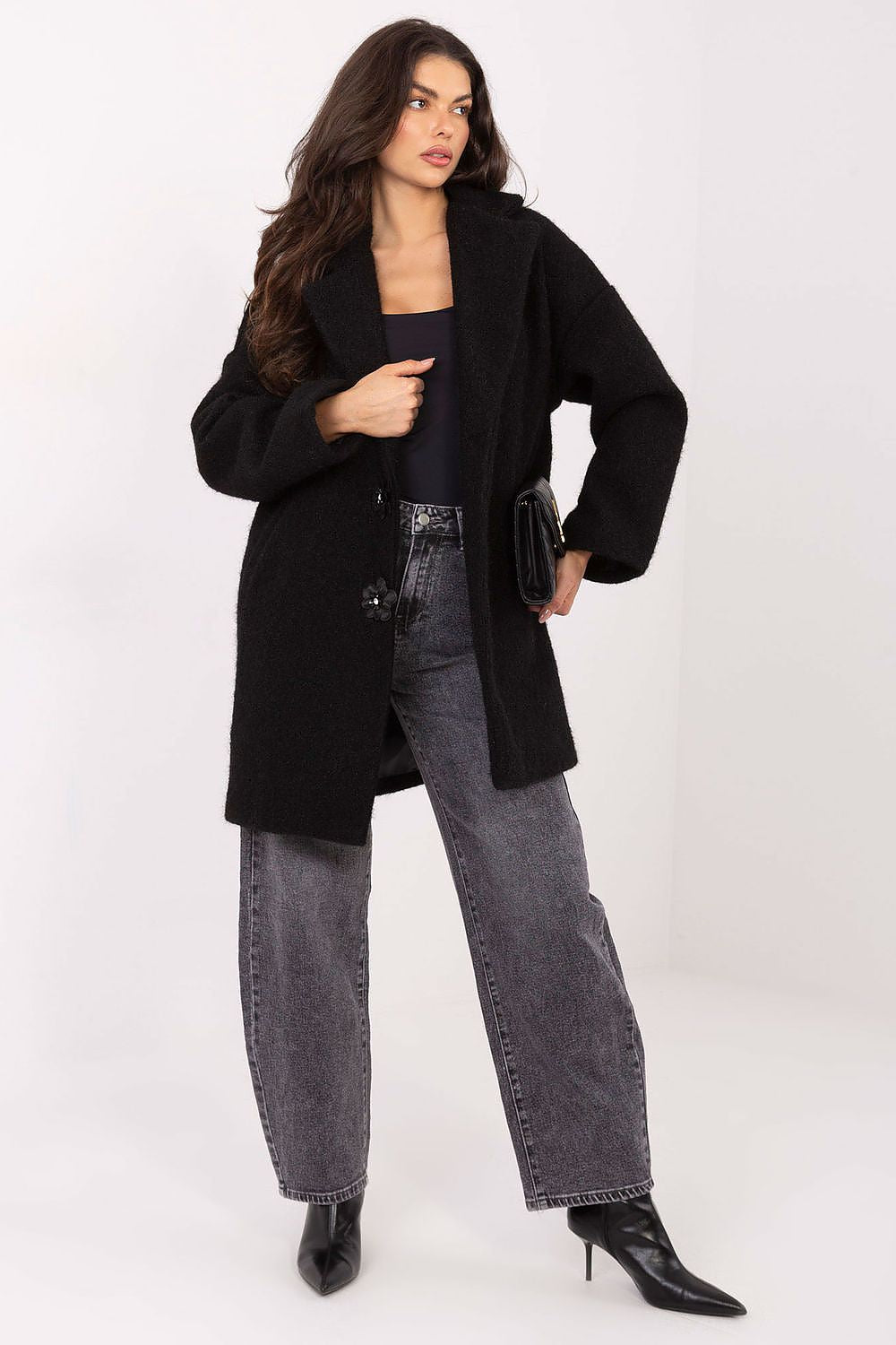 beige long sleeve mini coat view 7
