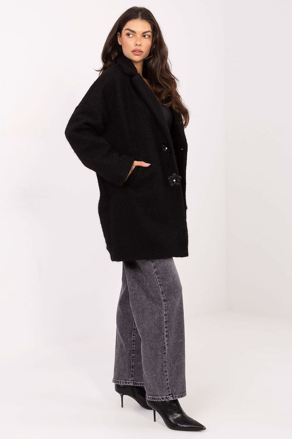 beige long sleeve mini coat view 8