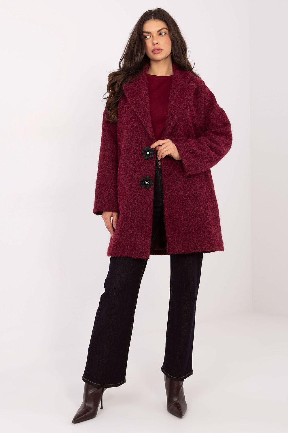 beige long sleeve mini coat view 10