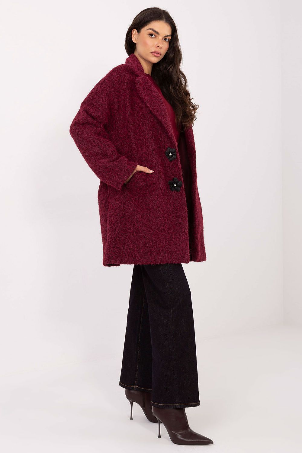 beige long sleeve mini coat view 11