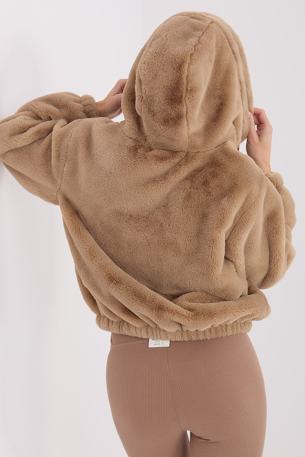 beige long sleeve mini jacket side view