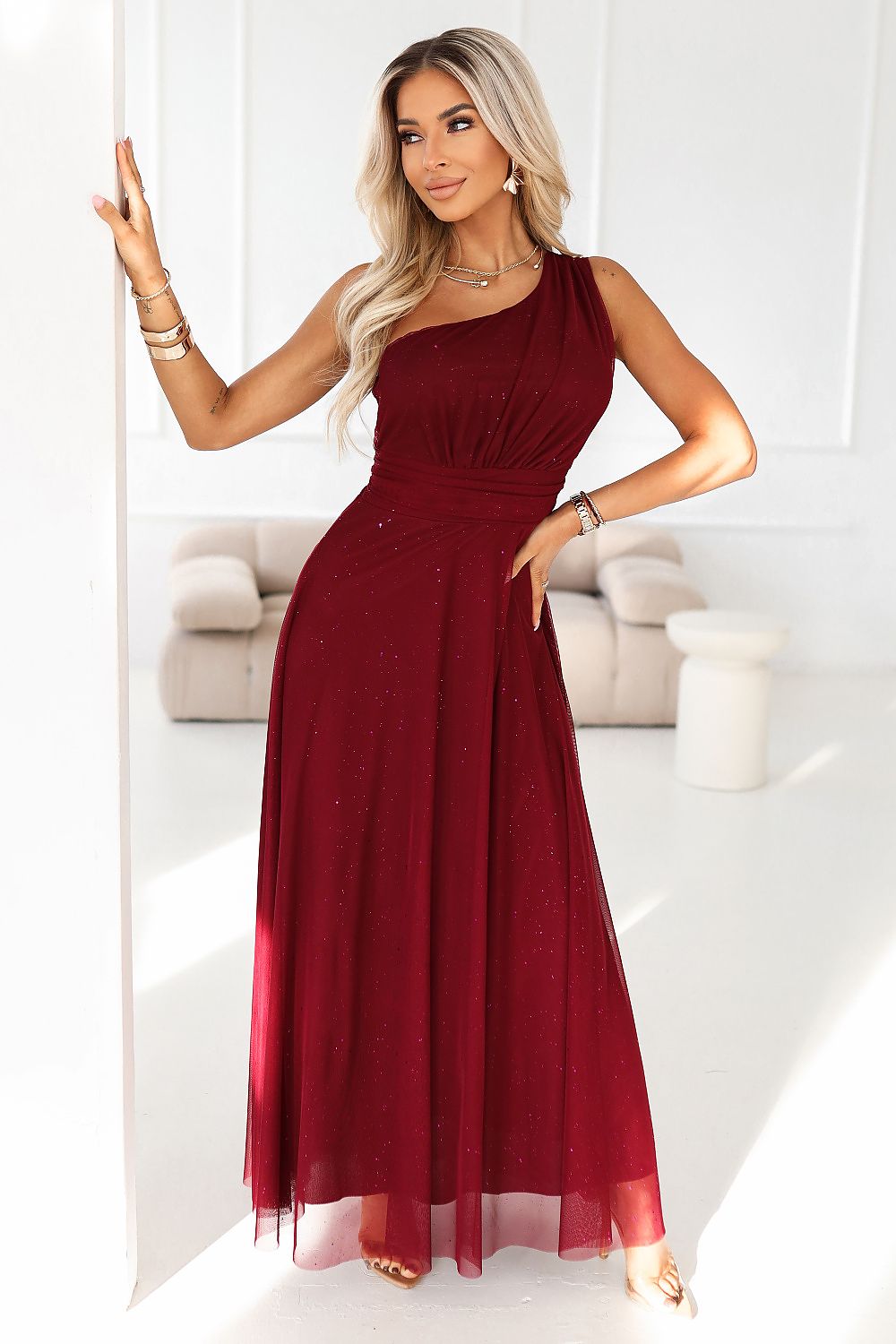 red maxi long dress front view