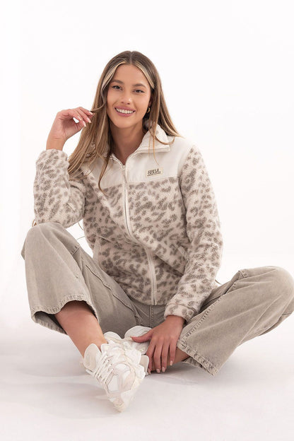 Women's Beige and Grey Jacket front view