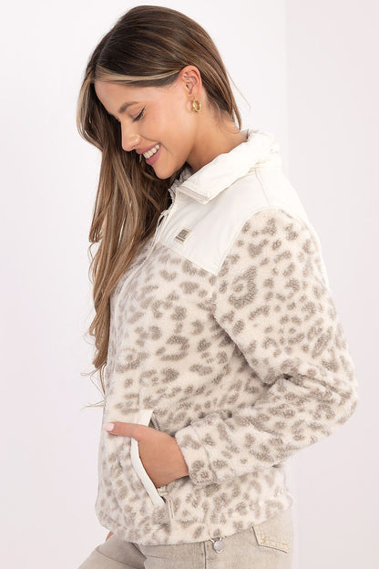 Women's Beige and Grey Jacket back view