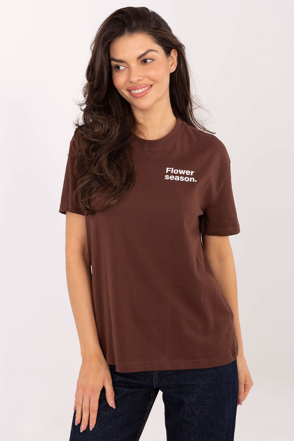 Women's Pink, Brown, and White T-shirt back view