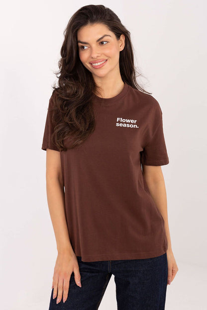 Women's Pink, Brown, and White T-shirt back view