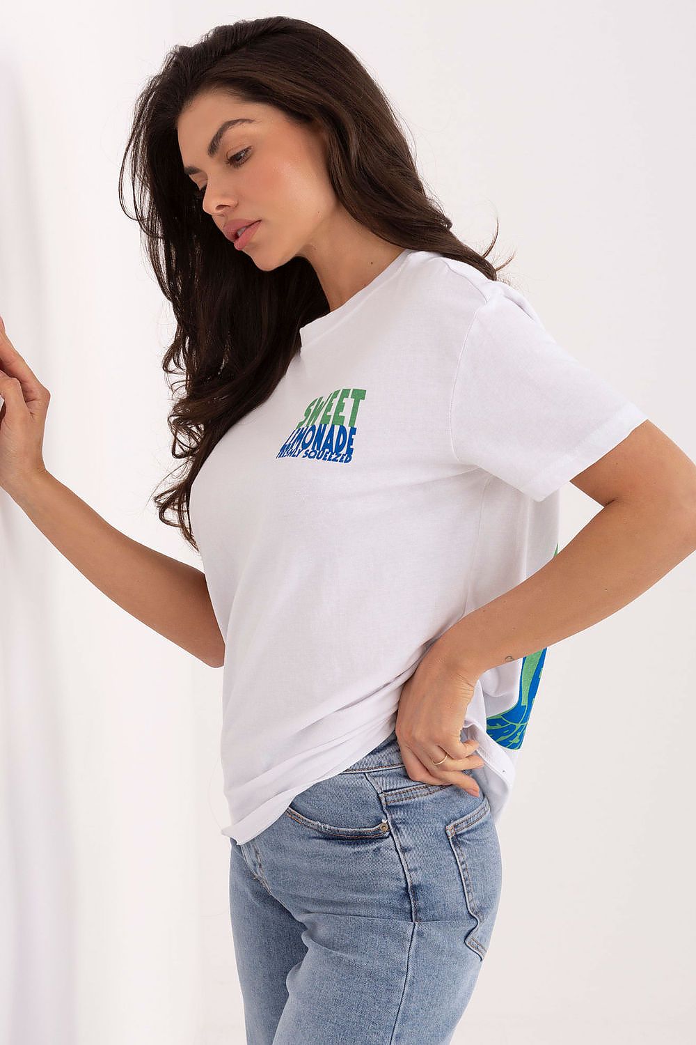 Women's White, Blue, and Yellow T-shirt view 8
