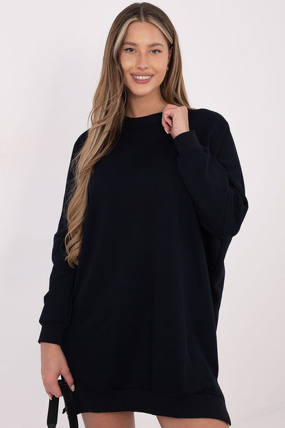 navy blue long sleeve mini day dress front view