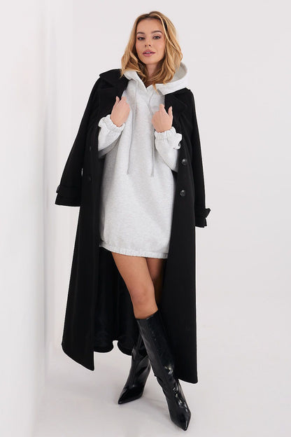 grey long sleeve mini day dress alternate angle