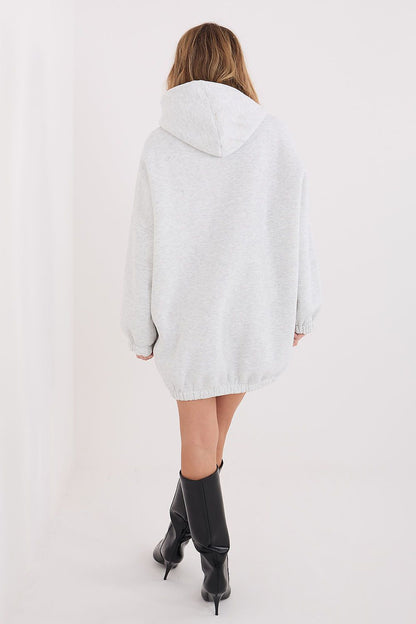 grey long sleeve mini day dress detail view