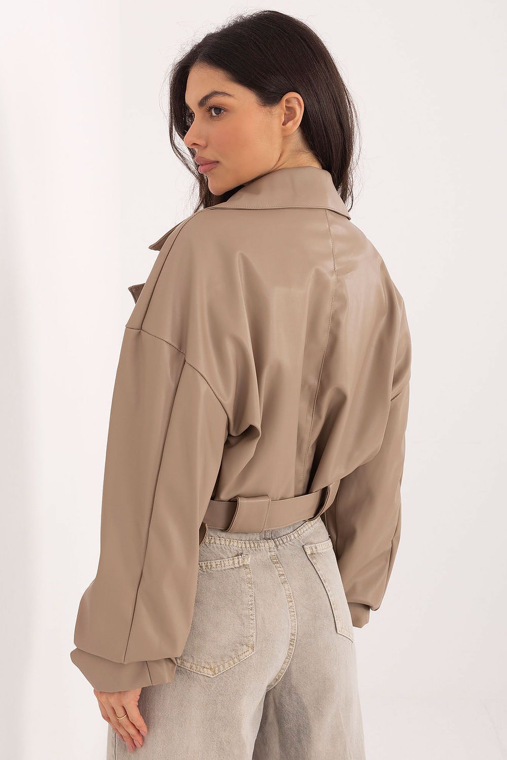 black belted long sleeve jacket view 7