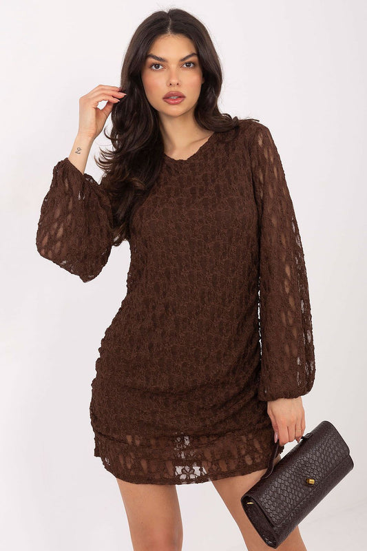 brown lace mini elegant brown lace mini dress for women – feminine, flattering & perfect for parties front view
