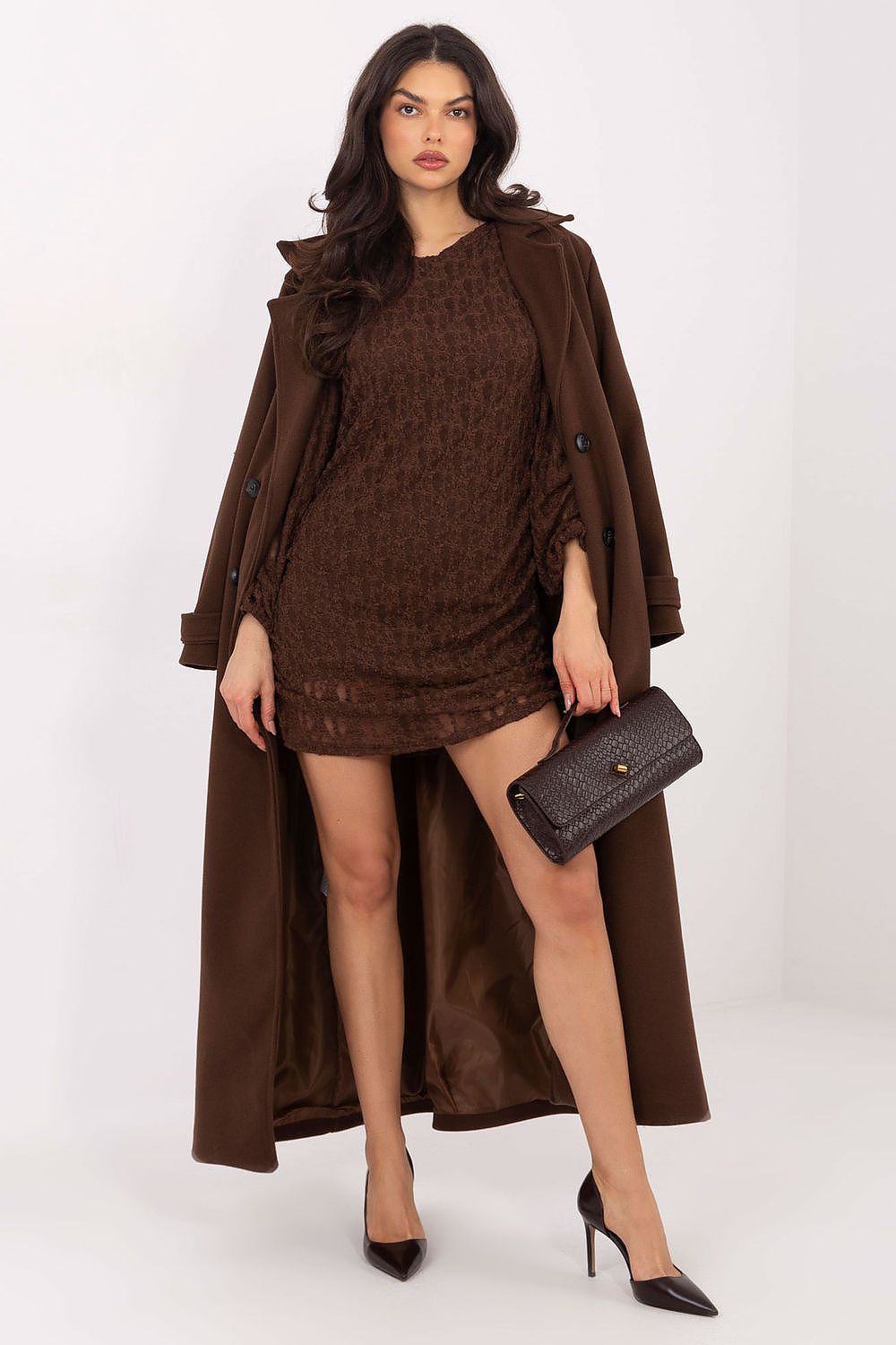 brown lace mini elegant brown lace mini dress for women – feminine, flattering & perfect for parties alternate angle