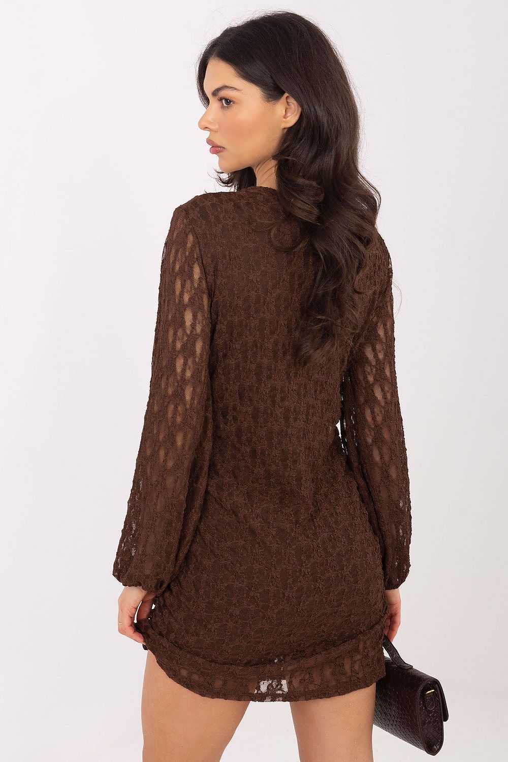 brown lace mini elegant brown lace mini dress for women – feminine, flattering & perfect for parties detail view
