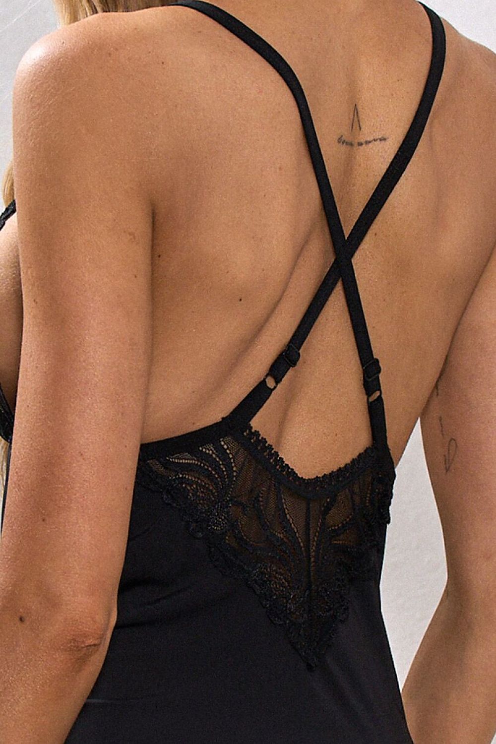 black lace mini sexy shirt back view