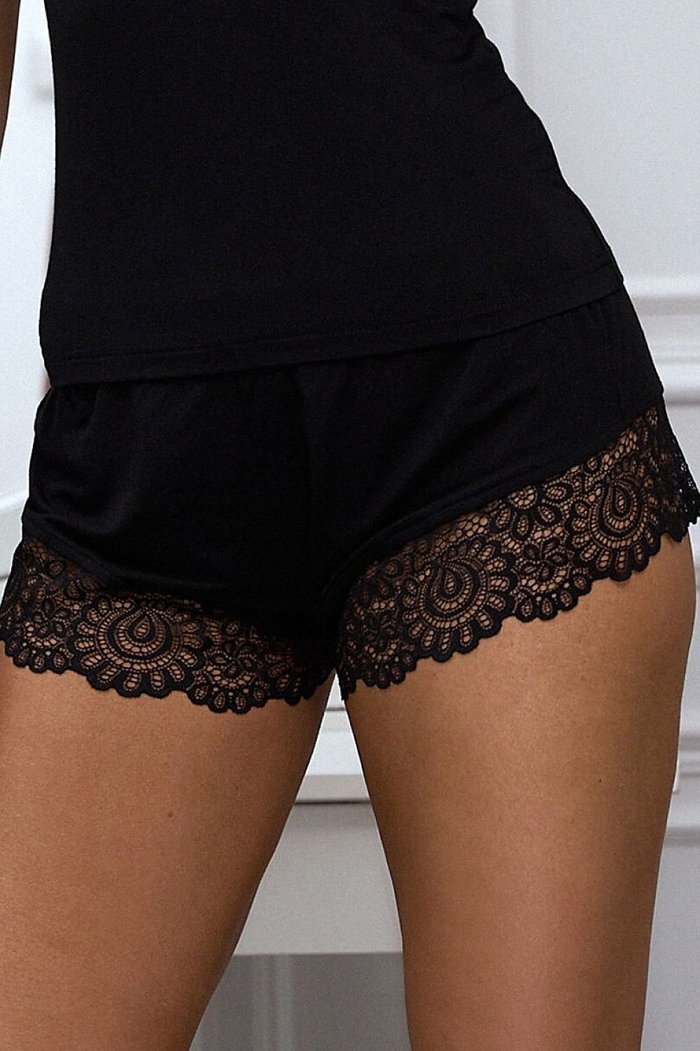black lace mini pyjama back view