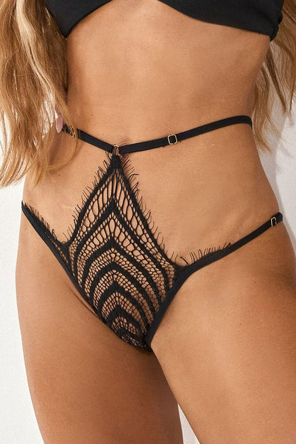 black lace mini panties back view