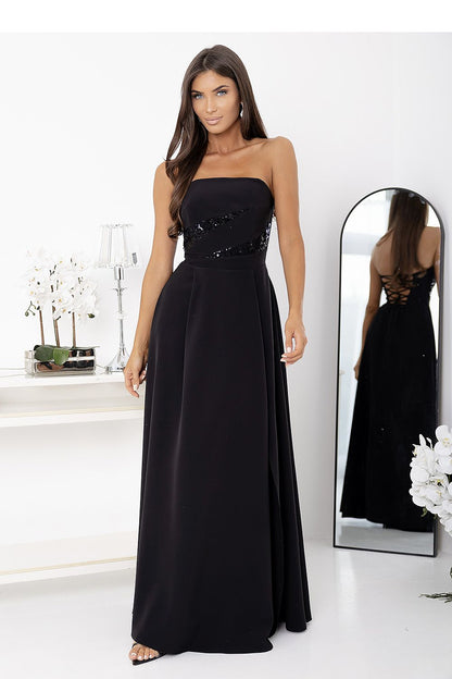 violet sequin belted long dress view 9