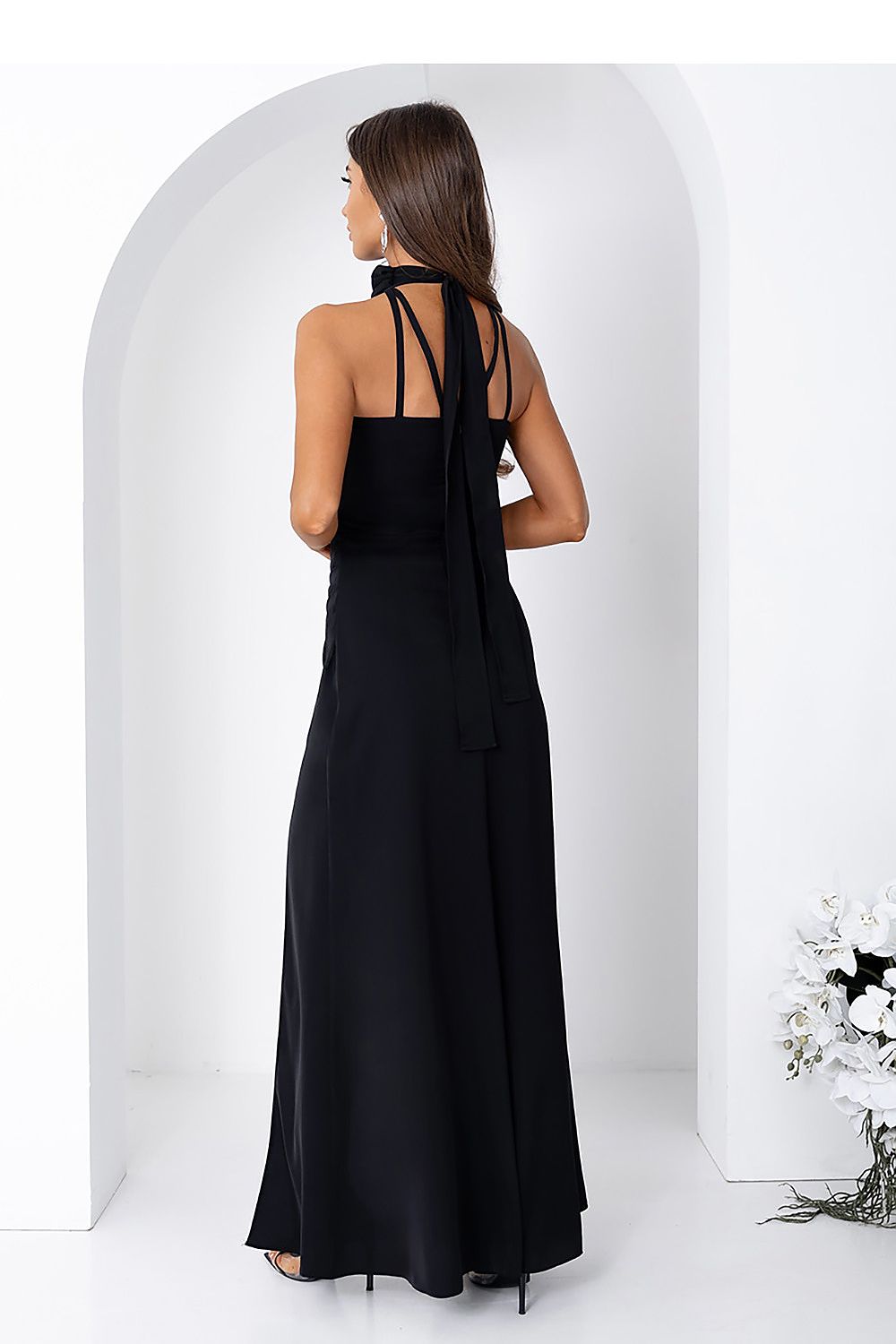 red flared sleeveless long dress view 9