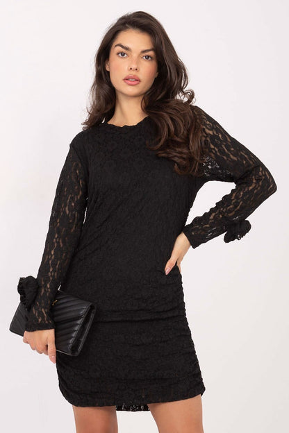 brown lace pencil short dress view 12
