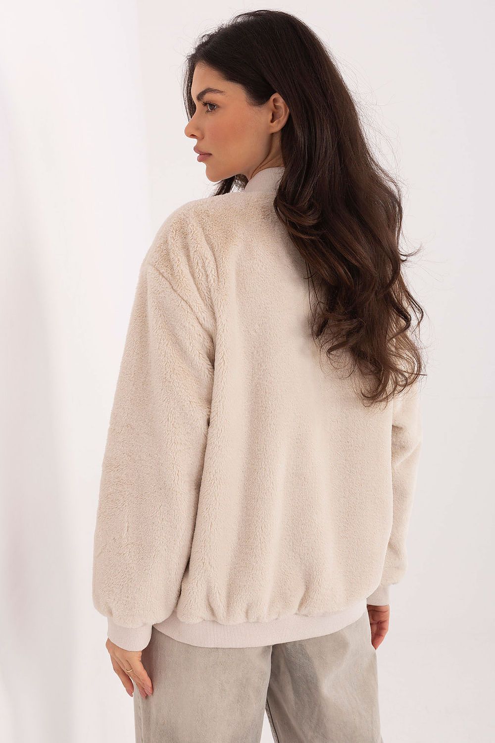 beige long sleeve mini jacket alternate angle