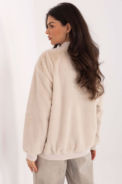 beige long sleeve mini jacket alternate angle